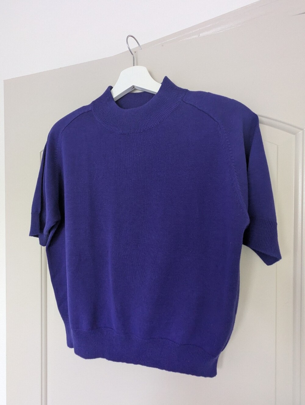 Vintage Casual Corner short-sleeve mock-neck knit pullover, size M